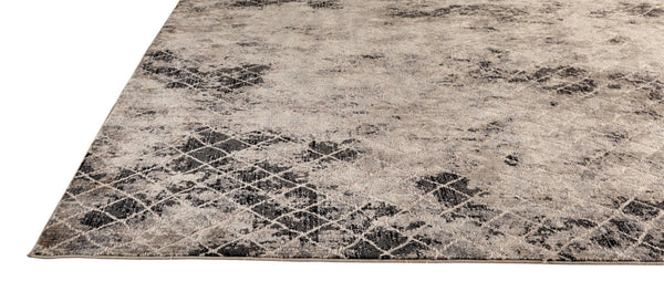 HomeRoots 4' Ivory Gray Taupe Abstract Area Rug - Stain Resistant, Modern Design for High-Traffic Spaces 9' Round 512077