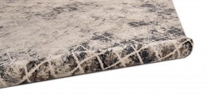 HomeRoots 4' Ivory Gray Taupe Abstract Area Rug - Stain Resistant, Modern Design for High-Traffic Spaces 9' Round 512077