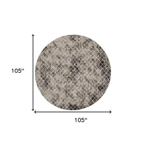 HomeRoots 4' Ivory Gray Taupe Abstract Area Rug - Stain Resistant, Modern Design for High-Traffic Spaces 9' Round 512077