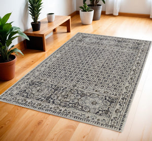HomeRoots 4' Abstract Area Rug in Ivory, Taupe & Gray - Stain-Resistant, Modern Design for Durable Elegance 4' X 6' 512078