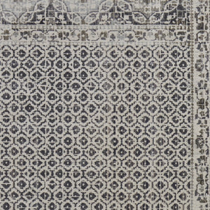 HomeRoots 4' Abstract Area Rug in Ivory, Taupe & Gray - Stain-Resistant, Modern Design for Durable Elegance 4' X 6' 512078