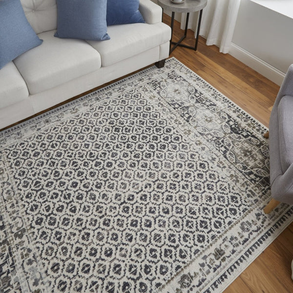HomeRoots 4' Abstract Area Rug in Ivory, Taupe & Gray - Stain-Resistant, Modern Design for Durable Elegance 4' X 6' 512078