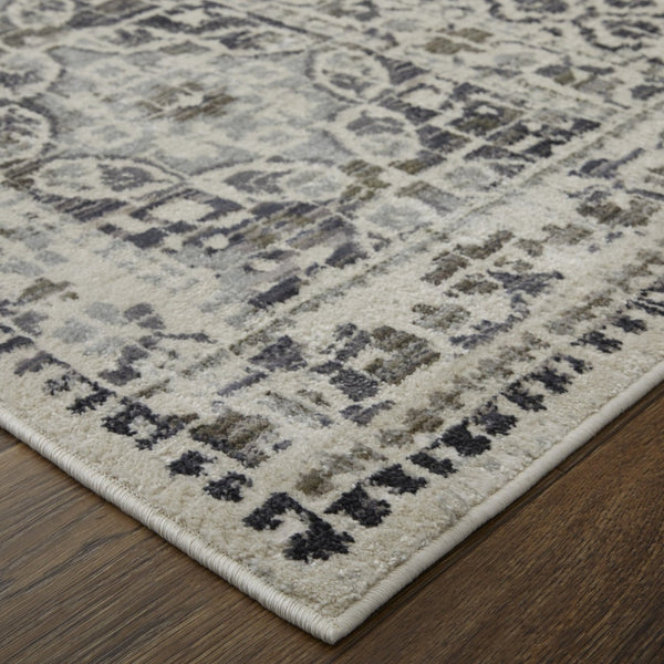 HomeRoots 4' Abstract Area Rug in Ivory, Taupe & Gray - Stain-Resistant, Modern Design for Durable Elegance 4' X 6' 512078