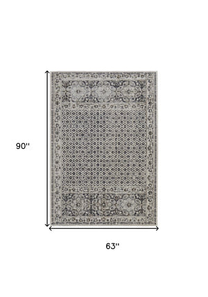 HomeRoots 4' Abstract Area Rug in Ivory, Taupe & Gray - Stain-Resistant, Modern Design for Durable Elegance 5' X 8' 512079