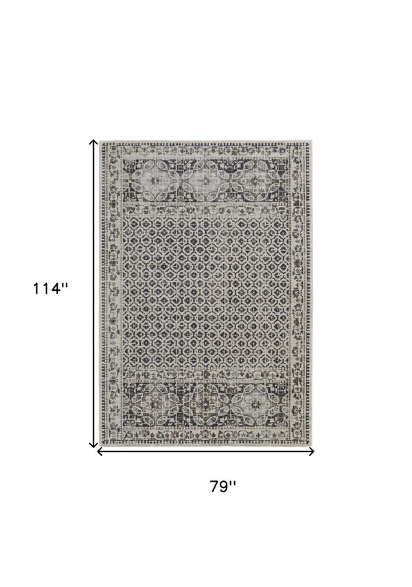 HomeRoots 4' Abstract Area Rug in Ivory, Taupe & Gray - Stain-Resistant, Modern Design for Durable Elegance 7' X 10' 512080