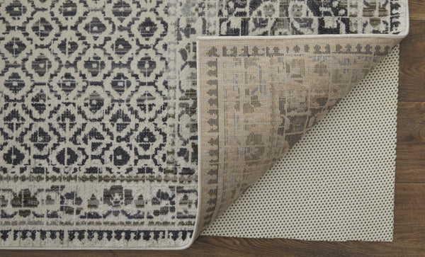 HomeRoots 4' Abstract Area Rug in Ivory, Taupe & Gray - Stain-Resistant, Modern Design for Durable Elegance 7' X 10' 512080