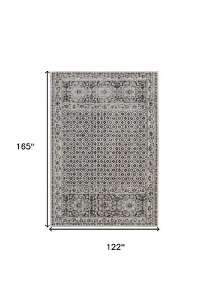HomeRoots 4' Abstract Area Rug in Ivory, Taupe & Gray - Stain-Resistant, Modern Design for Durable Elegance 10' X 14' 512082