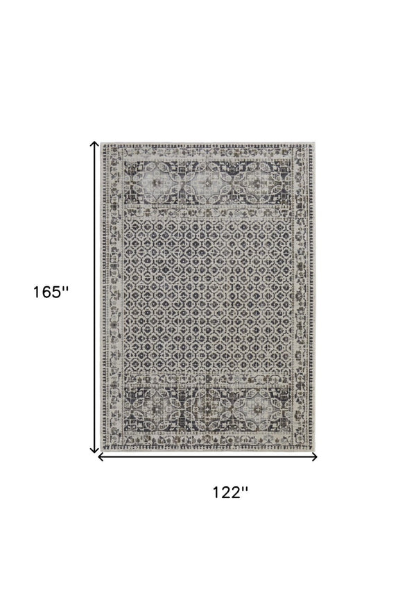 HomeRoots 4' Abstract Area Rug in Ivory, Taupe & Gray - Stain-Resistant, Modern Design for Durable Elegance 10' X 14' 512082