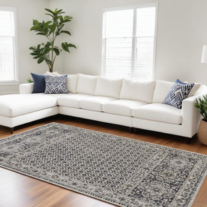 HomeRoots 4' Abstract Area Rug in Ivory, Taupe & Gray - Stain-Resistant, Modern Design for Durable Elegance 10' X 14' 512082