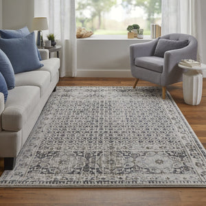 HomeRoots 4' Abstract Area Rug in Ivory, Taupe & Gray - Stain-Resistant, Modern Design for Durable Elegance 10' X 14' 512082