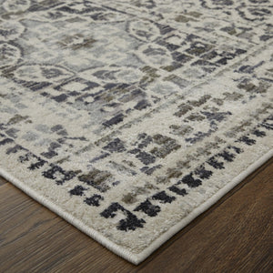 HomeRoots 4' Abstract Area Rug in Ivory, Taupe & Gray - Stain-Resistant, Modern Design for Durable Elegance 10' X 14' 512082