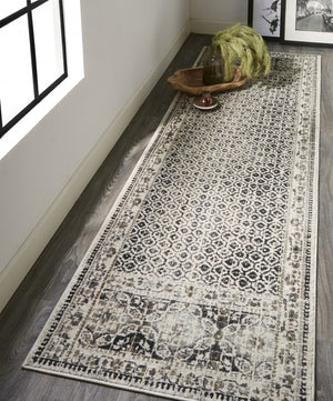 HomeRoots 4' Abstract Area Rug in Ivory, Taupe & Gray - Stain-Resistant, Modern Design for Durable Elegance 8' Runner 512083