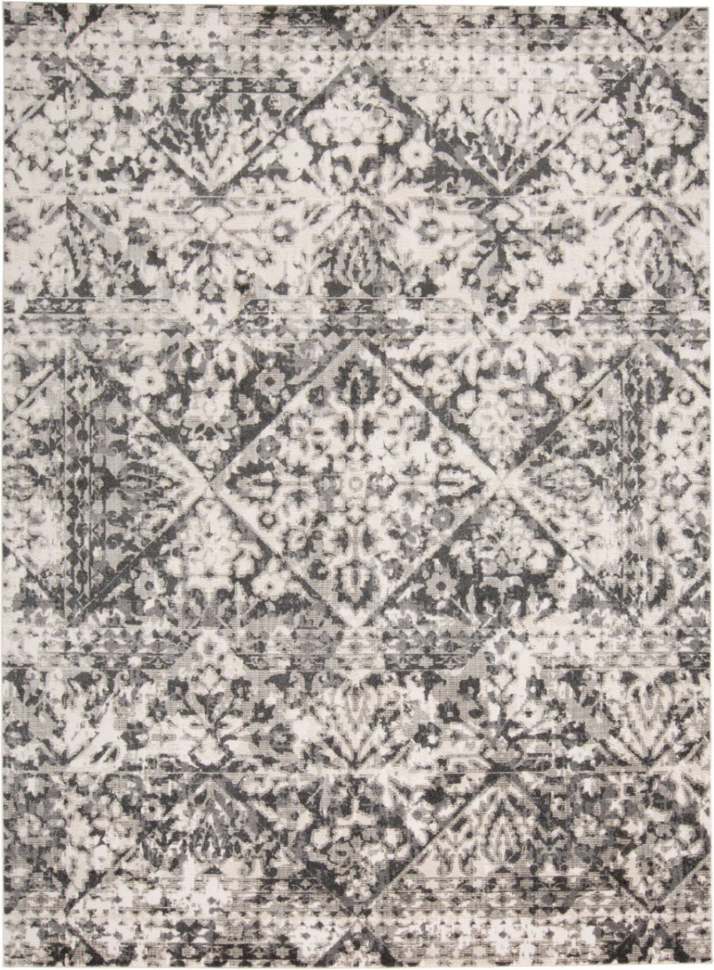 HomeRoots 10' Gray Ivory and Silver Abstract Area Rug – Stain Resistant, Soft Low Pile for Modern Interiors 10' X 14' 512096