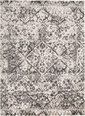 HomeRoots 10' Gray Ivory and Silver Abstract Area Rug – Stain Resistant, Soft Low Pile for Modern Interiors 10' X 14' 512096