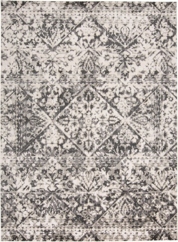 HomeRoots 10' Gray Ivory and Silver Abstract Area Rug – Stain Resistant, Soft Low Pile for Modern Interiors 10' X 14' 512096