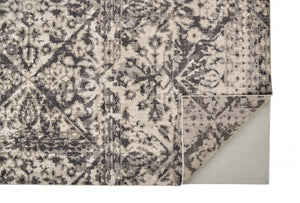 HomeRoots 10' Gray Ivory and Silver Abstract Area Rug – Stain Resistant, Soft Low Pile for Modern Interiors 10' X 14' 512096