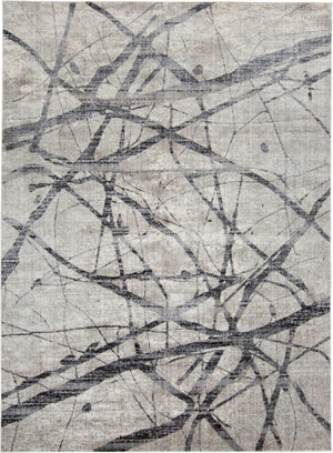 HomeRoots 4' Taupe Gray and Ivory Abstract Area Rug - Durable, Stain-Resistant Design for Modern Spaces 4' X 6' 512099