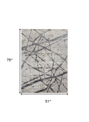 HomeRoots 4' Taupe Gray and Ivory Abstract Area Rug - Durable, Stain-Resistant Design for Modern Spaces 4' X 6' 512099