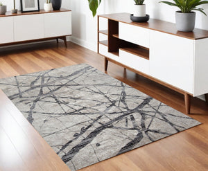 HomeRoots 4' Taupe Gray and Ivory Abstract Area Rug - Durable, Stain-Resistant Design for Modern Spaces 4' X 6' 512099