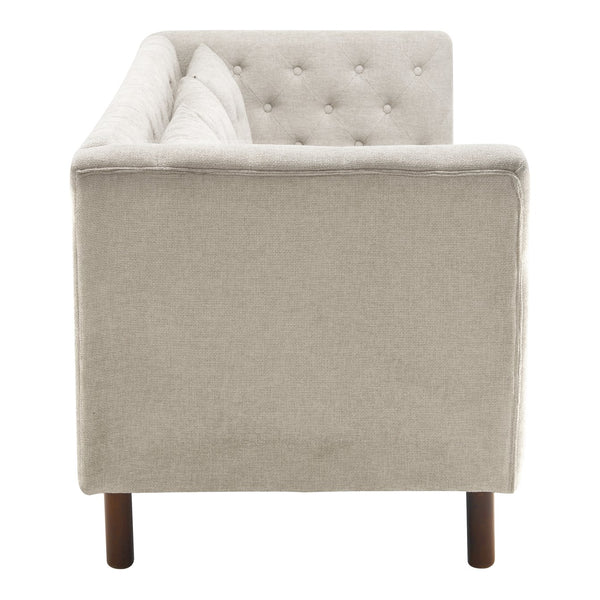 English Elm Christopher Knight Home® - 78" Upholstered Sofa with Tufted Linen-Like Fabric, Deep 19" Seat, Sturdy Rubber Wood Legs, 900lb Capacity Gray+Beige N763P243921A