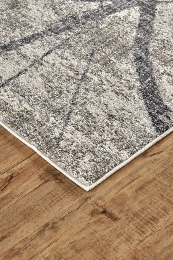 HomeRoots 4' Taupe Gray and Ivory Abstract Area Rug - Durable, Stain-Resistant Design for Modern Spaces 5' X 8' 512100