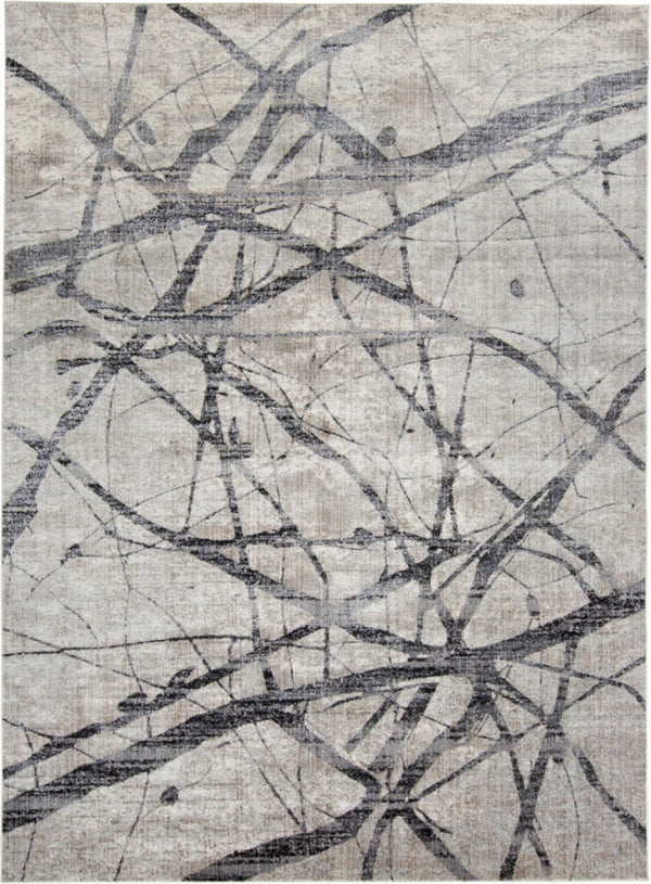 HomeRoots 4' Taupe Gray and Ivory Abstract Area Rug - Durable, Stain-Resistant Design for Modern Spaces 7' X 10' 512101