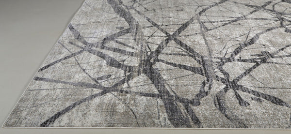 HomeRoots 4' Taupe Gray and Ivory Abstract Area Rug - Durable, Stain-Resistant Design for Modern Spaces 7' X 10' 512101