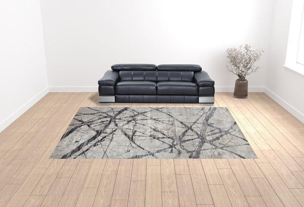 HomeRoots 4' Taupe Gray and Ivory Abstract Area Rug - Durable, Stain-Resistant Design for Modern Spaces 10' X 14' 512103