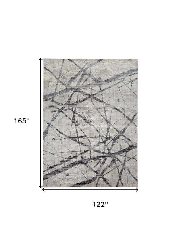 HomeRoots 4' Taupe Gray and Ivory Abstract Area Rug - Durable, Stain-Resistant Design for Modern Spaces 10' X 14' 512103