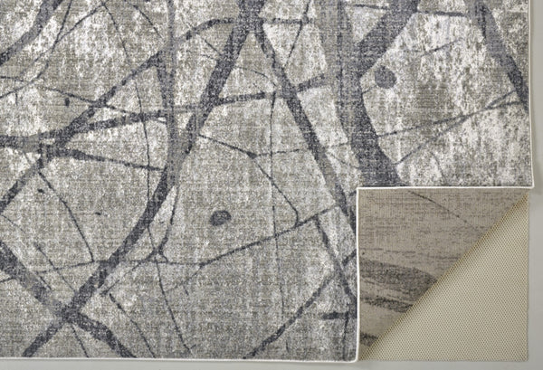 HomeRoots 4' Taupe Gray and Ivory Abstract Area Rug - Durable, Stain-Resistant Design for Modern Spaces 10' X 14' 512103