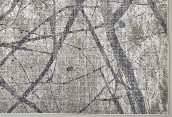 HomeRoots 4' Taupe Gray and Ivory Abstract Area Rug - Durable, Stain-Resistant Design for Modern Spaces 10' X 14' 512103
