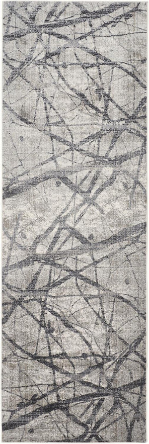 HomeRoots 4' Taupe Gray and Ivory Abstract Area Rug - Durable, Stain-Resistant Design for Modern Spaces 8' Runner 512104