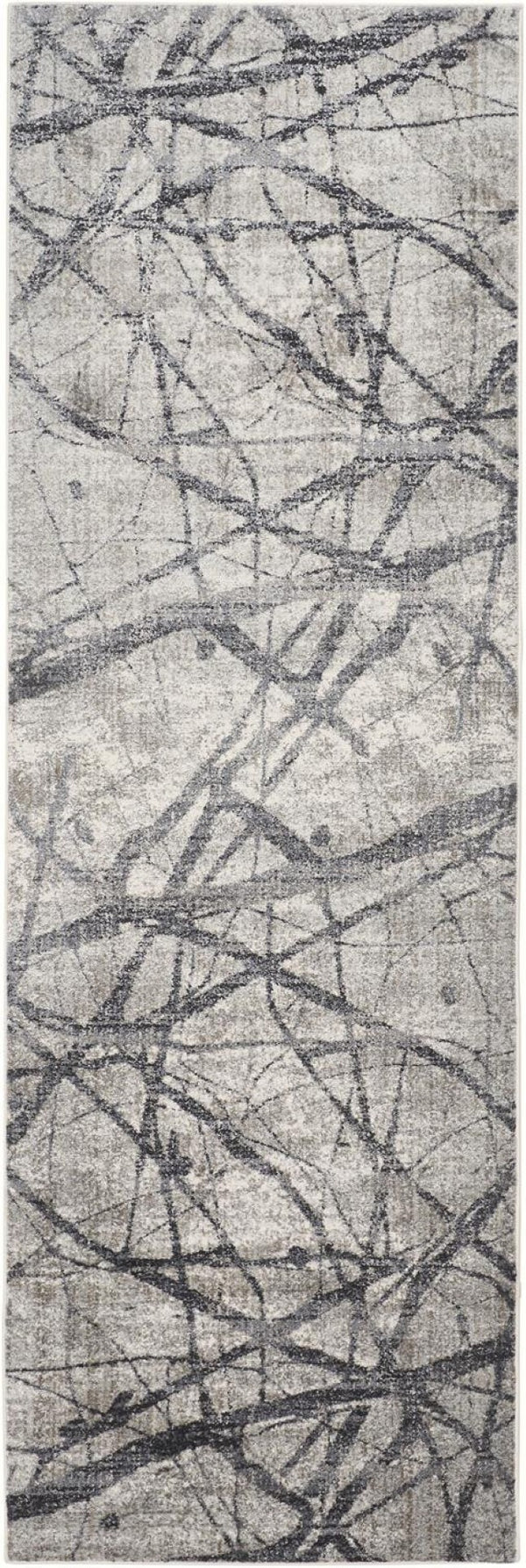 HomeRoots 4' Taupe Gray and Ivory Abstract Area Rug - Durable, Stain-Resistant Design for Modern Spaces 8' Runner 512104