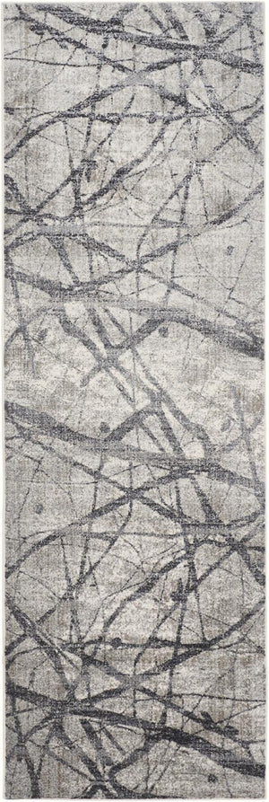 HomeRoots 4' Taupe Gray and Ivory Abstract Area Rug - Durable, Stain-Resistant Design for Modern Spaces 8' Runner 512104