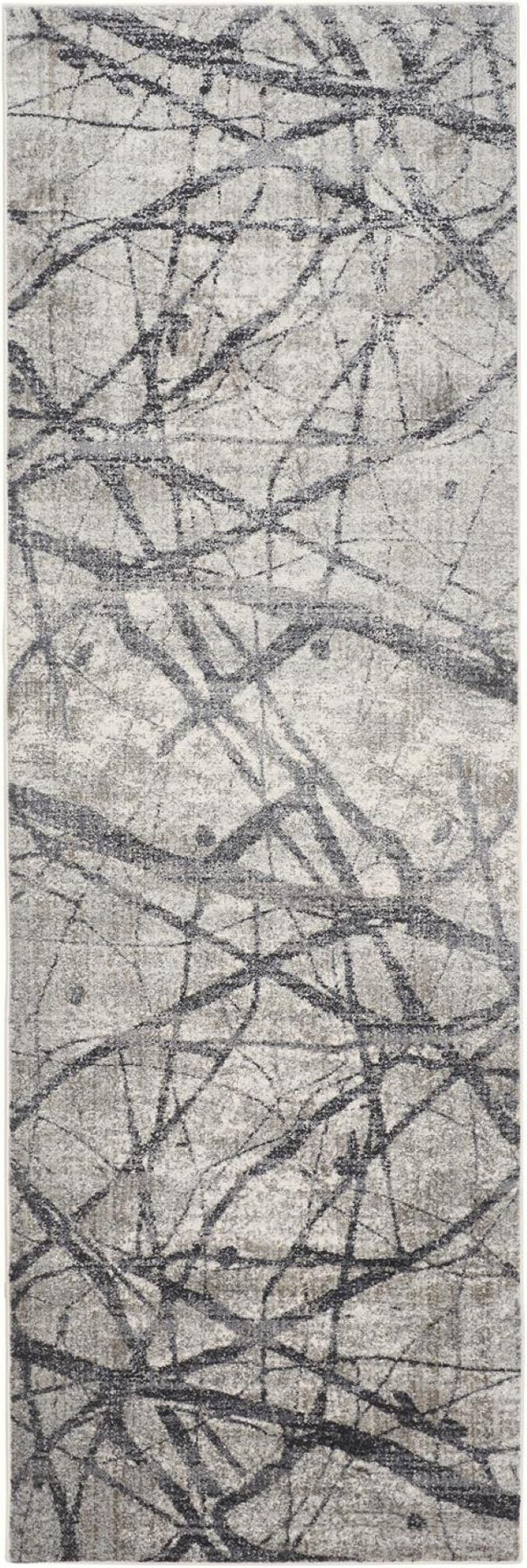 HomeRoots 4' Taupe Gray and Ivory Abstract Area Rug - Durable, Stain-Resistant Design for Modern Spaces 8' Runner 512104
