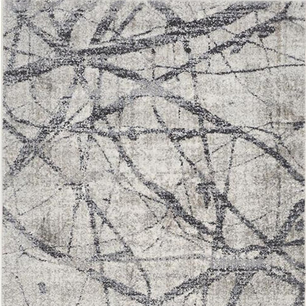HomeRoots 4' Taupe Gray and Ivory Abstract Area Rug - Durable, Stain-Resistant Design for Modern Spaces 8' Runner 512104