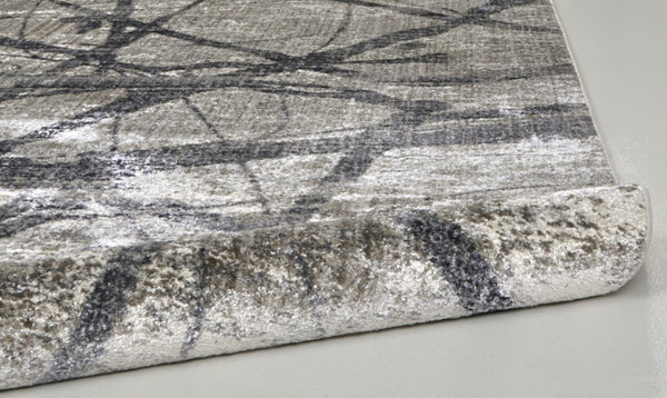 HomeRoots 4' Taupe Gray and Ivory Abstract Area Rug - Durable, Stain-Resistant Design for Modern Spaces 9' Round 512105