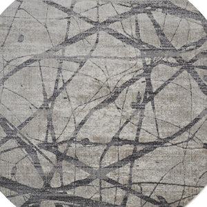 HomeRoots 4' Taupe Gray and Ivory Abstract Area Rug - Durable, Stain-Resistant Design for Modern Spaces 9' Round 512105