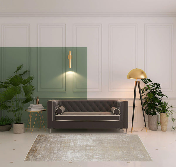 Homeroots 5' X 8' Taupe Ivory And Gold Abstract Area Rug With Fringe Taupe,Ivory,Gold Viscose 512107