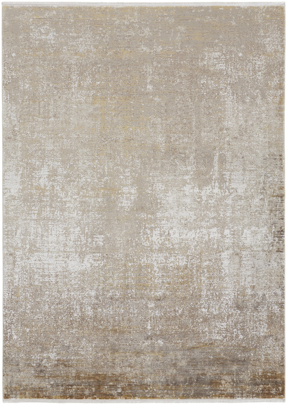 Homeroots 10' X 13' Taupe Ivory And Gold Abstract Area Rug With Fringe Taupe,Ivory,Gold Viscose 512110