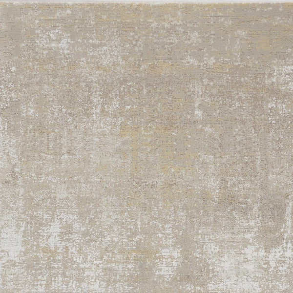 HomeRoots 3' Gold and Ivory Abstract Area Rug - Distressed Design with Decorative Fringe for Stylish Interiors 13' X 20' 512113