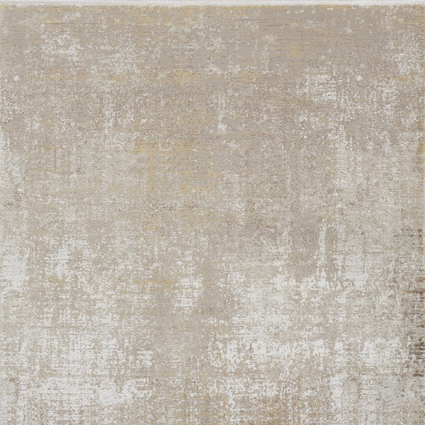 HomeRoots 3' Gold and Ivory Abstract Area Rug - Distressed Design with Decorative Fringe for Stylish Interiors 13' X 20' 512113