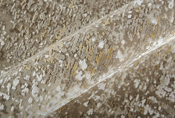 Homeroots 12' X 15' Taupe Ivory And Gold Abstract Area Rug With Fringe Taupe,Ivory,Gold Viscose 512114