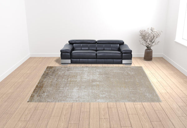 Homeroots 12' X 15' Taupe Ivory And Gold Abstract Area Rug With Fringe Taupe,Ivory,Gold Viscose 512114