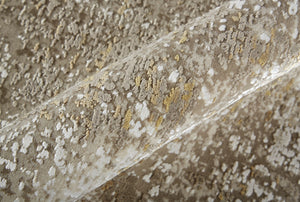 HomeRoots 3' Gold and Ivory Abstract Area Rug - Distressed Design with Decorative Fringe for Stylish Interiors 2' X 3' 512115