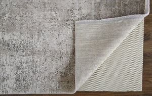 HomeRoots 3' Gold and Ivory Abstract Area Rug - Distressed Design with Decorative Fringe for Stylish Interiors 8' X 11' 512119