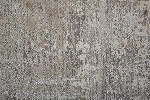 Homeroots 10' Tan And Ivory Abstract Power Loom Distressed Runner Rug With Fringe Tan,Ivory,Gray Viscose 512121