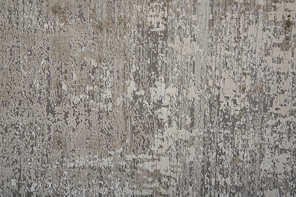 Homeroots 10' Tan And Ivory Abstract Power Loom Distressed Runner Rug With Fringe Tan,Ivory,Gray Viscose 512121