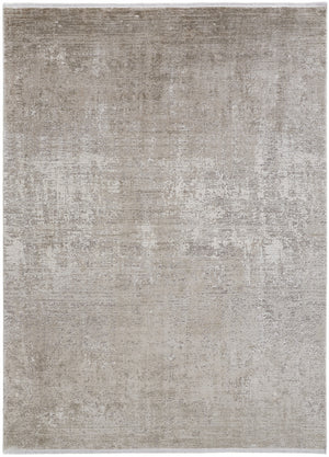 Homeroots 12' X 18' Tan Ivory And Gray Abstract Power Loom Distressed Area Rug Tan,Ivory,Gray Viscose 512122