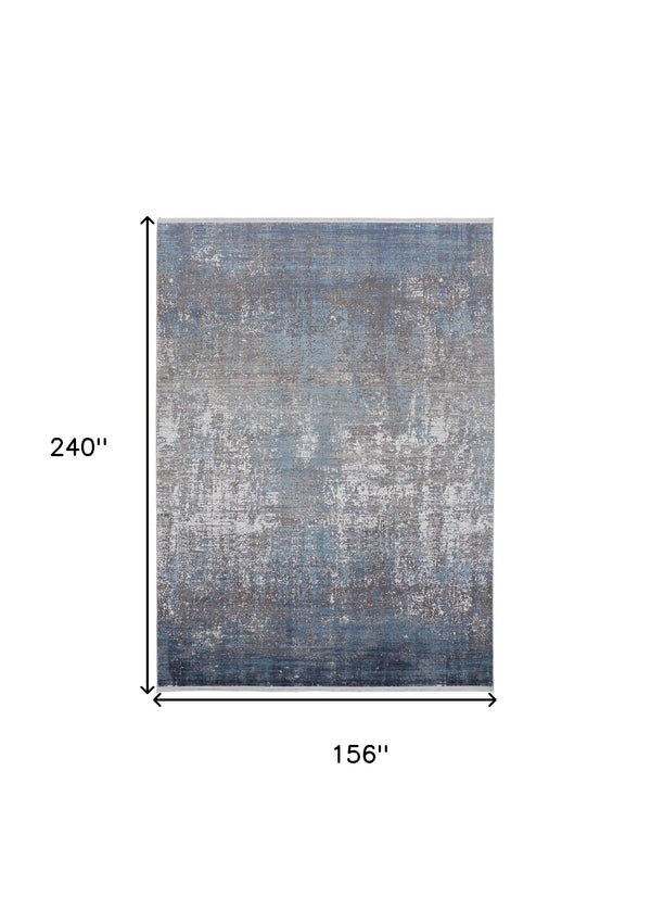 Homeroots Blue Gray And Silver Abstract Power Loom Distressed Area Rug Blue,Gray,Silver Viscose 512133